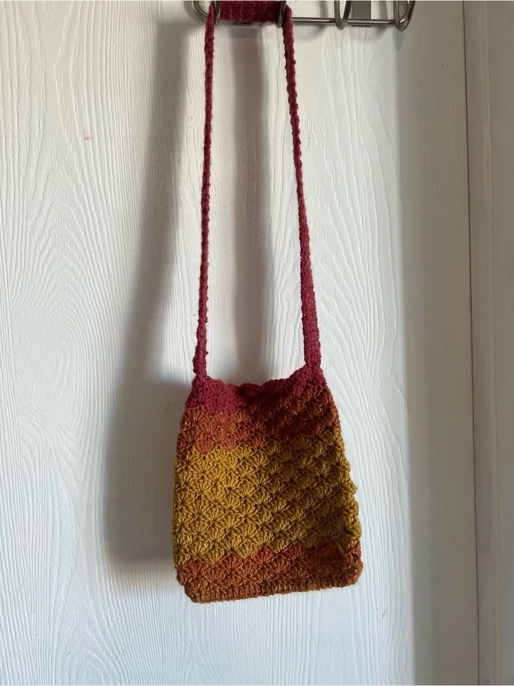 Handmade Kids Crochet Shoulder Crossbody Bag 7”x 8” Warm Hues
